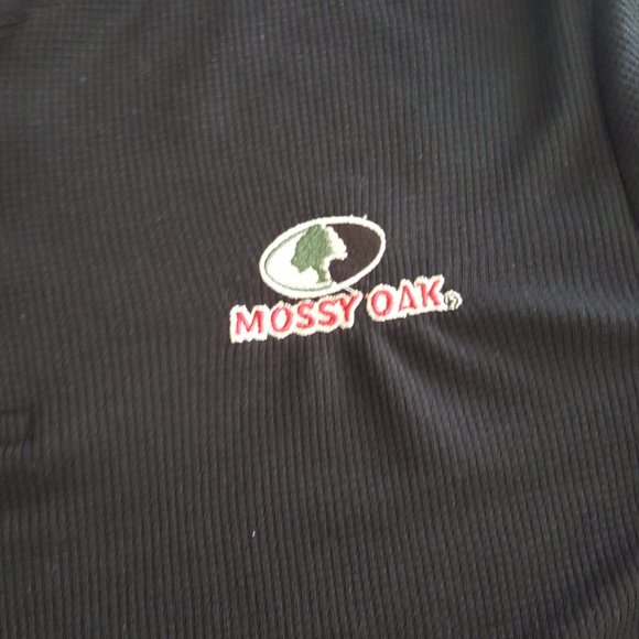 Black Button Collar Mossy Oak Long Sleeve Slip On Pull Over Shirt Mens Size XL - Picture 7 of 8